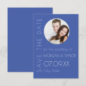 Invitation Photo tonale bleu moderne Enregistrer la date (Devant / Derrière)