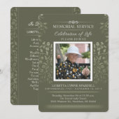 Invitation photo Touch of Gold Floral Memorial Ser (Devant / Derrière)
