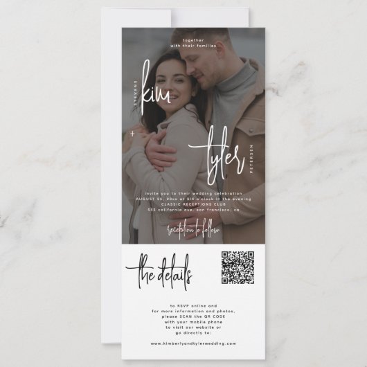 Invitation Photo tout dans un code QR rsvp détails mariage (Devant)