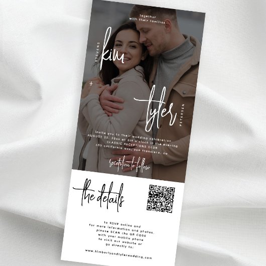 Invitation Photo tout dans un code QR rsvp détails mariage