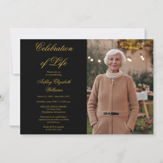 Invitation Photo tout simplement élégante Black Celebration o (Devant)