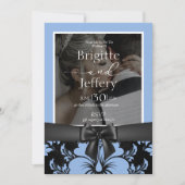 Invitation Photo traditionnelle florale bleue (Devant)