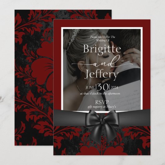 Invitation photo traditionnelle mariage et noire et noire (Devant / Derrière)