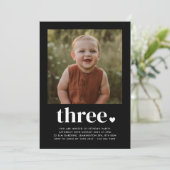 Invitation Photo Trois Coeurs 3e anniversaire (Debout devant)