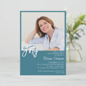 Invitation Photo Turquoise 40e anniversaire (Debout devant)
