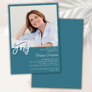 Invitation Photo Turquoise 40e anniversaire