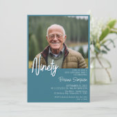 Invitation photo turquoise 90e anniversaire (Debout devant)