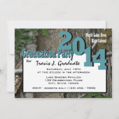 Invitation Photo Turquoise Camo Twin 2014 Arbre bleu (Dos)