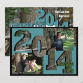 Invitation Photo Turquoise Camo Twin 2014 Arbre bleu (Devant / Derrière)