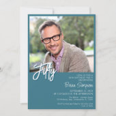 Invitation Photo turquoise du 50e anniversaire (Devant)