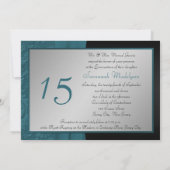 Invitation photo Turquoise et noire Quinceanera (Dos)