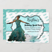 Invitation Photo Turquoise Gold Yacht Party Anniversaire (Devant / Derrière)