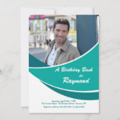 Invitation photo Turquoise moderne (Devant)