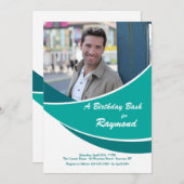 Invitation photo Turquoise moderne (Devant / Derrière)