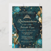 Invitation Photo Turquoise or Floral Agate Quinceanera (Devant)