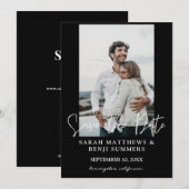 Invitation Photo & Typographie de la main Enregistrer la Date (Devant / Derrière)