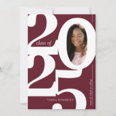 Invitation Photo typographique Burgundy Graduation Party (Devant)