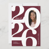 Invitation Photo typographique Burgundy Graduation Party (Devant)