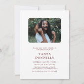 Invitation Photo typographique Burgundy Graduation Party (Dos)