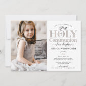 Invitation Photo typographique Première Fille de la Communion (Devant)