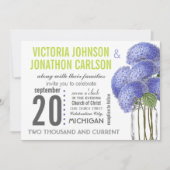 Invitation Photo Ultra Viole Lime Hydrangea Mason Jar Mariage (Devant)