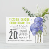 Invitation Photo Ultra Viole Lime Hydrangea Mason Jar Mariage (Debout devant)