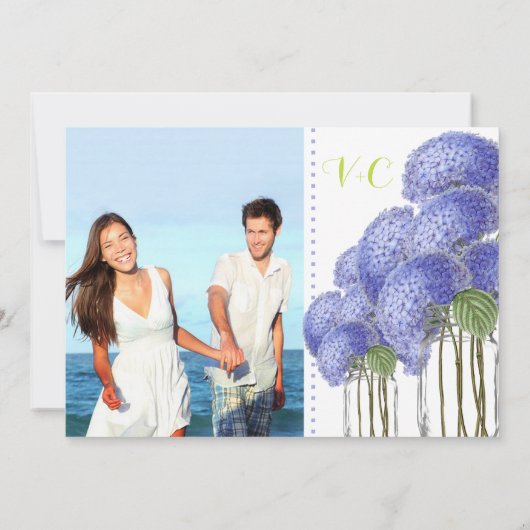 Invitation Photo Ultra Viole Lime Hydrangea Mason Jar Mariage (Dos)