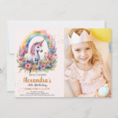 Invitation Photo Unicorn fête d'anniversaire (Devant)