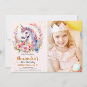 Invitation Photo Unicorn Rainbow Sparkles Gold Anniversaire (Devant)