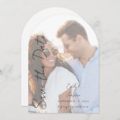 Invitation Photo V MOD Chic 3 LG Enregistrer la date Arc (Devant / Derrière)