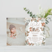 Invitation Photo verdure forêt animal bois forêt 1er annivers (Debout devant)