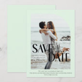 Invitation Photo vert clair et moderne - Sauvez la date (Devant / Derrière)
