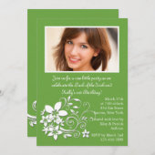 Invitation photo verte de la grappe de fleurs (Devant / Derrière)