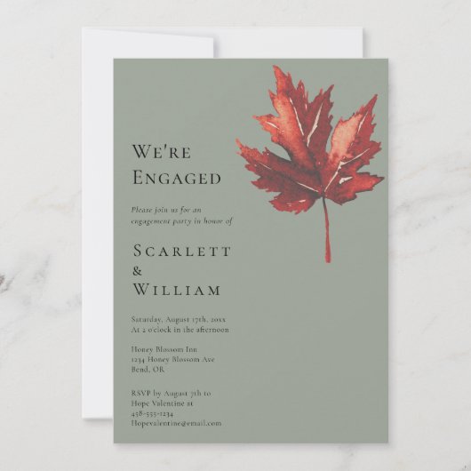 Invitation Photo verte de taille d'automne minimale simple No (Devant)