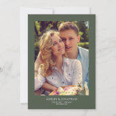 Invitation Photo verte du Mariage du diviseur botanique moder (Dos)