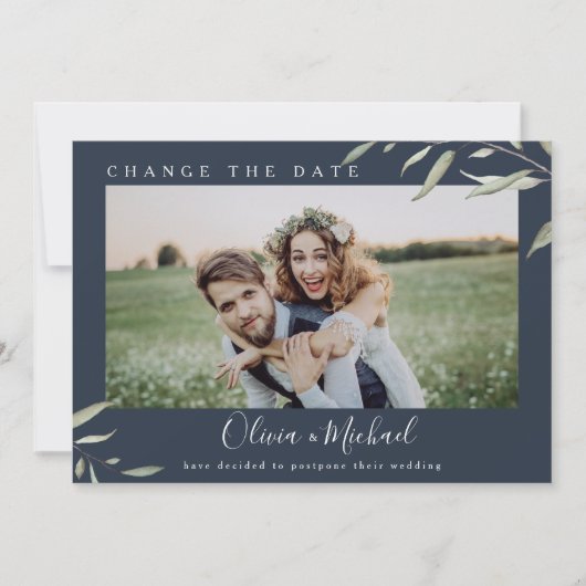 Invitation Photo verte minime changer la date Postponed (Devant)