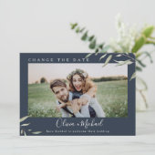 Invitation Photo verte minime changer la date Postponed (Debout devant)