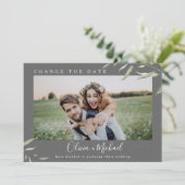 Invitation Photo verte minime changer la date Postponed (Debout devant)