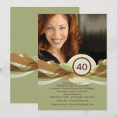 Invitation photo verte pour l'anniversaire de la j (Devant / Derrière)