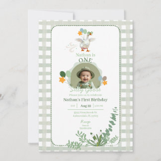 Invitation photo verte pour le premier anniversair