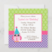 Invitation Photo verte pourpre de fille d'anniversaire de (Dos)