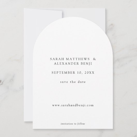 Invitation Photo - Vertical Enregistrer l'Arc Date (Dos)