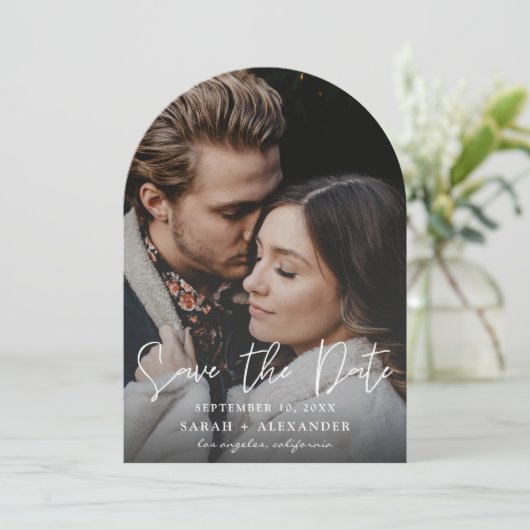 Invitation Photo - Vertical Enregistrer l'Arc Date (Debout devant)