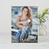 Invitation Photo verticale de la soirée de graduation en bleu (Debout devant)