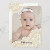 Invitation photo verticale des coins dentelle (Devant / Derrière)