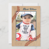 Invitation photo vintage 1er anniversaire Baseball (Dos)