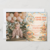 Invitation Photo Vintage Carnival Circus Birthday (Devant)