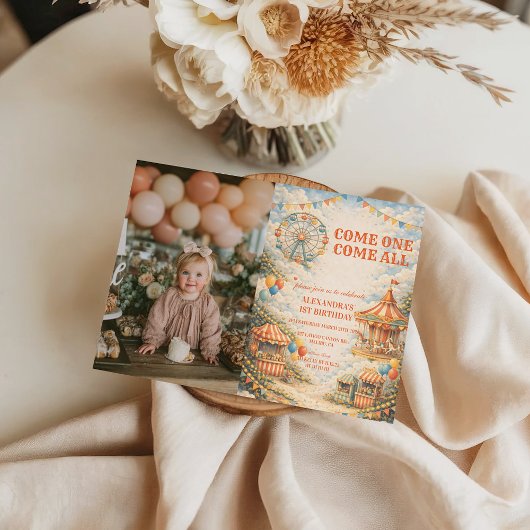 Invitation Photo Vintage Carnival Circus Birthday