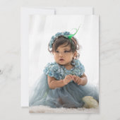 Invitation Photo Vintage Céleste Botanique 1er anniversaire (Dos)