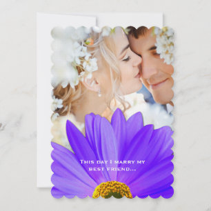 Invitation Photo Vintage Damask Lavender Gerber Daisy Mariage